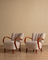 Pair of Halabala H - 237 Lounge Chair in Curly Boucle, 1950s - Lone Fox