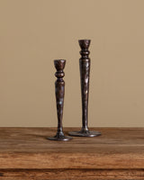 Pair of Hammered Metal Candle Sticks - Lone Fox