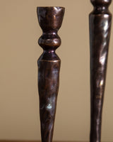 Pair of Hammered Metal Candle Sticks - Lone Fox
