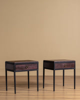Pair of Iron & Leather End Tables Manner of Jean-Michel Frank, Europe, 1980's - Lone Fox