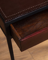 Pair of Iron & Leather End Tables Manner of Jean-Michel Frank, Europe, 1980's - Lone Fox
