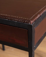 Pair of Iron & Leather End Tables Manner of Jean-Michel Frank, Europe, 1980's - Lone Fox