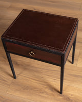 Pair of Iron & Leather End Tables Manner of Jean-Michel Frank, Europe, 1980's - Lone Fox