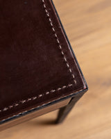 Pair of Iron & Leather End Tables Manner of Jean-Michel Frank, Europe, 1980's - Lone Fox