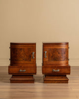Pair of Italian Art Deco Figured Walnut Nightstands, Italy, 1930s - Lone Fox