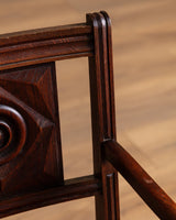 Pair of Oak & Leather Open Arm Chairs, France, 1940s - Lone Fox
