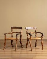 Pair of Rustic Branch & Woven Rush Armchairs, France, 1970's - Lone Fox