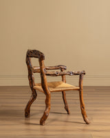 Pair of Rustic Branch & Woven Rush Armchairs, France, 1970's - Lone Fox