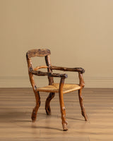 Pair of Rustic Branch & Woven Rush Armchairs, France, 1970's - Lone Fox