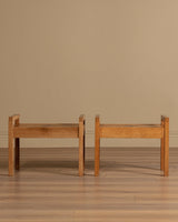 Pair of Scandinavian Oak Side Tables with Diamond Inlay, 1960s - Lone Fox