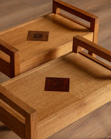 Pair of Scandinavian Oak Side Tables with Diamond Inlay, 1960s - Lone Fox