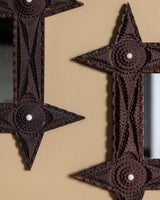 Pair of Tramp Art Cross Pointed Corner Mirrors, American, 19th Century - Lone Fox