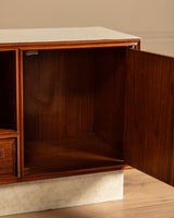 Pair of Walnut Burl and Parchment Nightstands, Italy, 1950's - Lone Fox