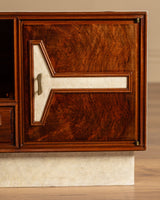 Pair of Walnut Burl and Parchment Nightstands, Italy, 1950's - Lone Fox