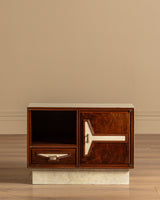 Pair of Walnut Burl and Parchment Nightstands, Italy, 1950's - Lone Fox
