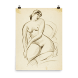 "Pencil sketch of seated female" Art Print - Lone Fox