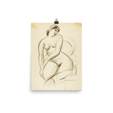 "Pencil sketch of seated female" Art Print - Lone Fox