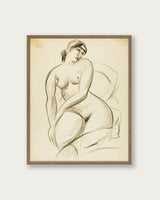 "Pencil sketch of seated female" Art Print - Lone Fox