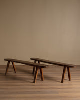 Primitive French Country Oak Bench, France, 19th Century (2 Available) - Lone Fox
