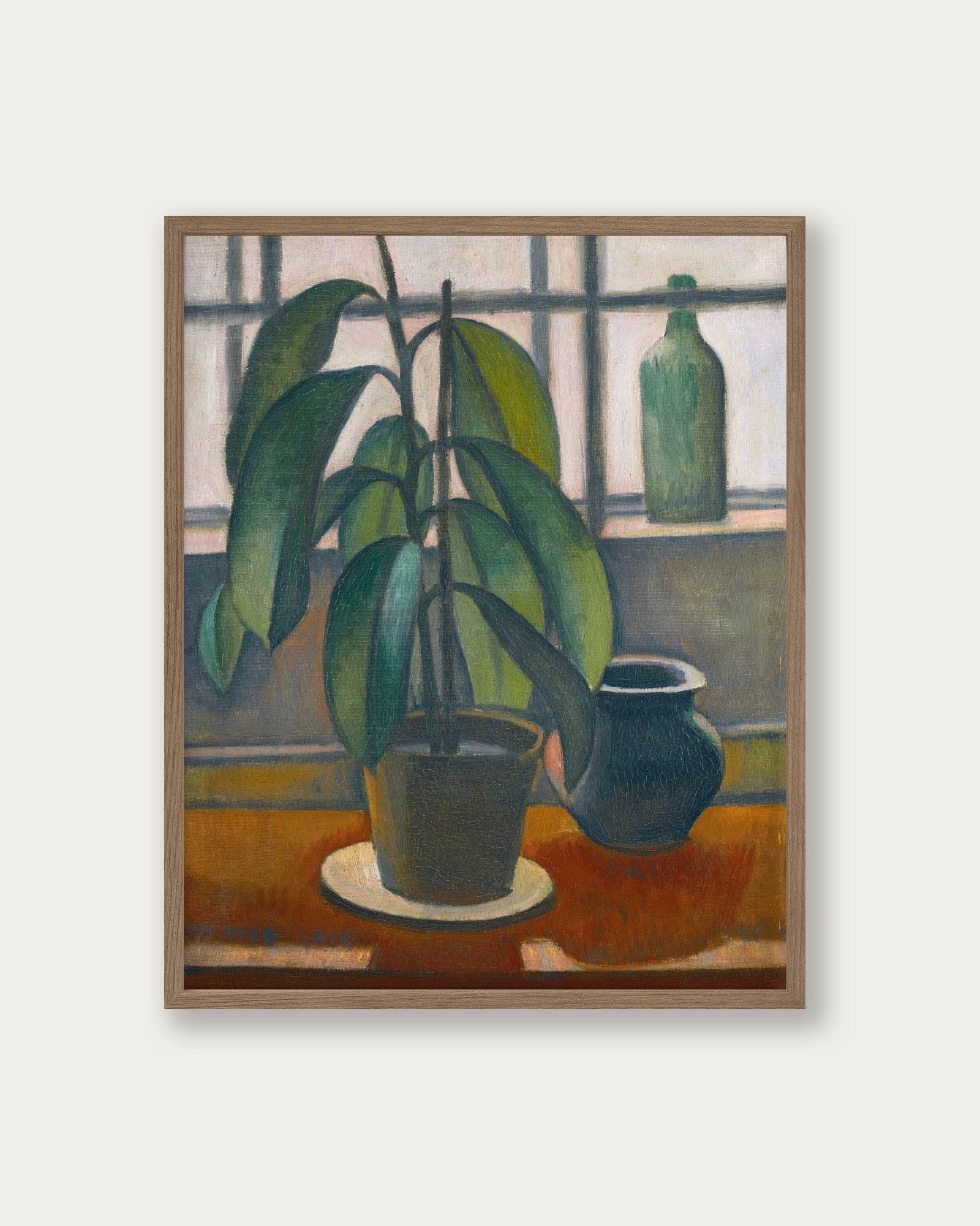 rubber tree painting "Rubber Plant On A Window Ledge" Art Print