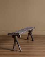 Rustic Weathered Oak Bench w/ Branch Legs, Sweden, 19th Century - Lone Fox