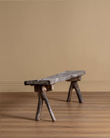 Rustic Weathered Oak Bench w/ Branch Legs, Sweden, 19th Century - Lone Fox