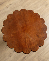 Scallop Carved Wood Folk Art Accent Table w/ Triangle Drawers - Lone Fox