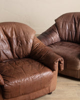 Scandinavian Leather Lounge Chairs, 1970's (2 Available) - Lone Fox