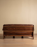 Sculptural Leather & Oak Sofa, France, 1950's - Lone Fox