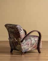 Sculptural Wood Arm Lounge Chair in Plantasia Cotton Linen, France, 1940s (2 available) - Lone Fox