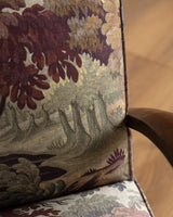 Sculptural Wood Arm Lounge Chair in Plantasia Cotton Linen, France, 1940s (2 available) - Lone Fox