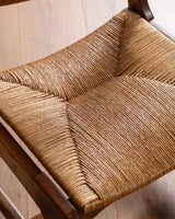Set of 12 Brutalist Razor Blade Oak & Rush Dining Chairs, Belgium, 1960's - Lone Fox
