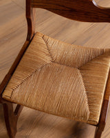 Set of 12 Brutalist Razor Blade Oak & Rush Dining Chairs, Belgium, 1960's - Lone Fox