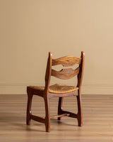 Set of 12 Brutalist Razor Blade Oak & Rush Dining Chairs, Belgium, 1960's - Lone Fox
