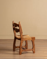 Set of 12 Brutalist Razor Blade Oak & Rush Dining Chairs, Belgium, 1960's - Lone Fox