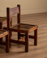 Set of 4 Brutalist Solid Wood Dining Chairs, France, 20th Century - Lone Fox