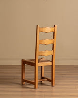 Set of 4 French Oak High Back Rush Seat Dining Chairs, France, 1960s - Lone Fox