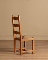 Set of 4 French Oak High Back Rush Seat Dining Chairs, France, 1960s - Lone Fox