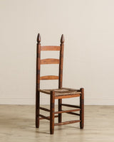 Set of 4 Handmade Wood & Rush Ladder - back Dining Chairs - Lone Fox