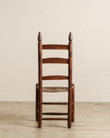 Set of 4 Handmade Wood & Rush Ladder - back Dining Chairs - Lone Fox