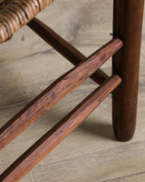 Set of 4 Handmade Wood & Rush Ladder - back Dining Chairs - Lone Fox