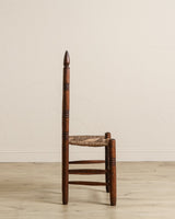 Set of 4 Handmade Wood & Rush Ladder - back Dining Chairs - Lone Fox