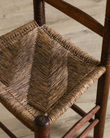 Set of 4 Handmade Wood & Rush Ladder - back Dining Chairs - Lone Fox