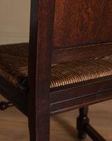 Set of 4 Oak & Rush Dining Chairs by Charles Dudouyt, France, 1940's - Lone Fox