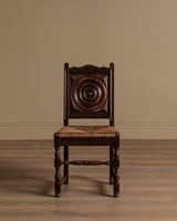 Set of 4 Oak & Rush Dining Chairs by Charles Dudouyt, France, 1940's - Lone Fox