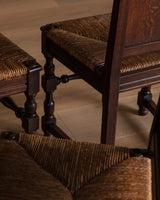 Set of 4 Oak & Rush Dining Chairs by Charles Dudouyt, France, 1940's - Lone Fox