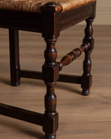 Set of 4 Oak & Rush Dining Chairs by Charles Dudouyt, France, 1940's - Lone Fox