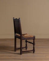 Set of 4 Oak & Rush Dining Chairs by Charles Dudouyt, France, 1940's - Lone Fox