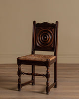 Set of 4 Oak & Rush Dining Chairs by Charles Dudouyt, France, 1940's - Lone Fox