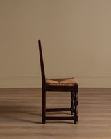 Set of 4 Oak & Rush Dining Chairs by Charles Dudouyt, France, 1940's - Lone Fox